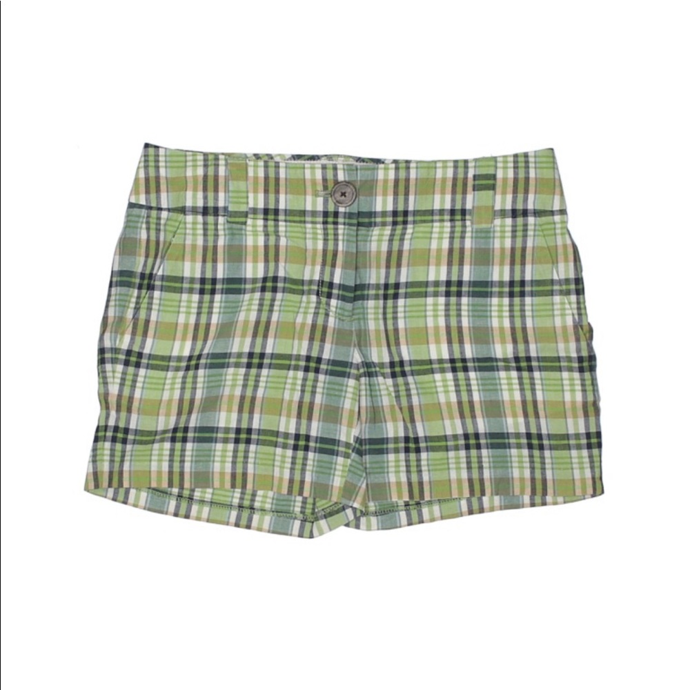 J.Crew City Fit Green Plaid Shorts, size 0